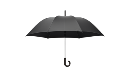 Isolated black umbrella opened against a transparent background 