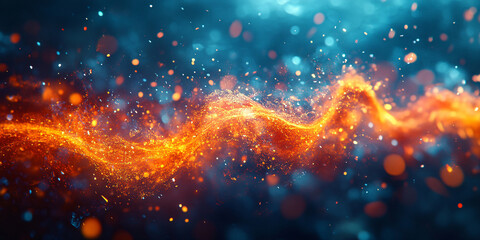 Obraz premium Mesmerizing digital art depicting a fiery wave against a cool backdrop.