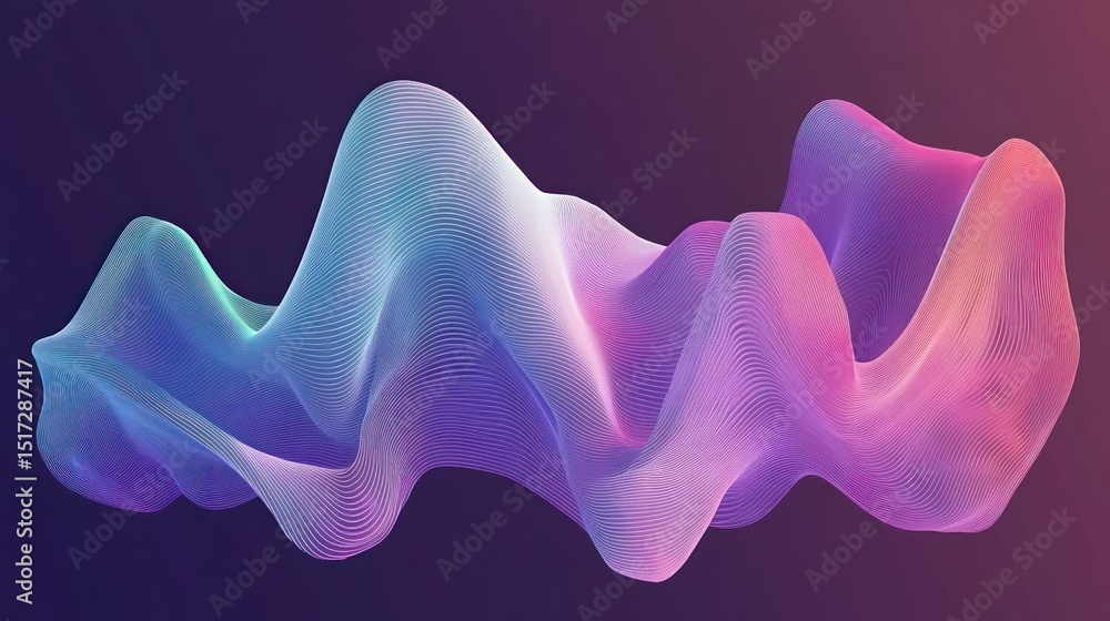 Poster abstract form with flowing lines and vibrant hues.
