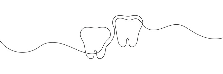 Continuous line drawing of tooth. Single line tooth icon . Vector Illustration . EPS 10 . 