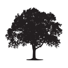 Rural Oak Tree Black Clipart