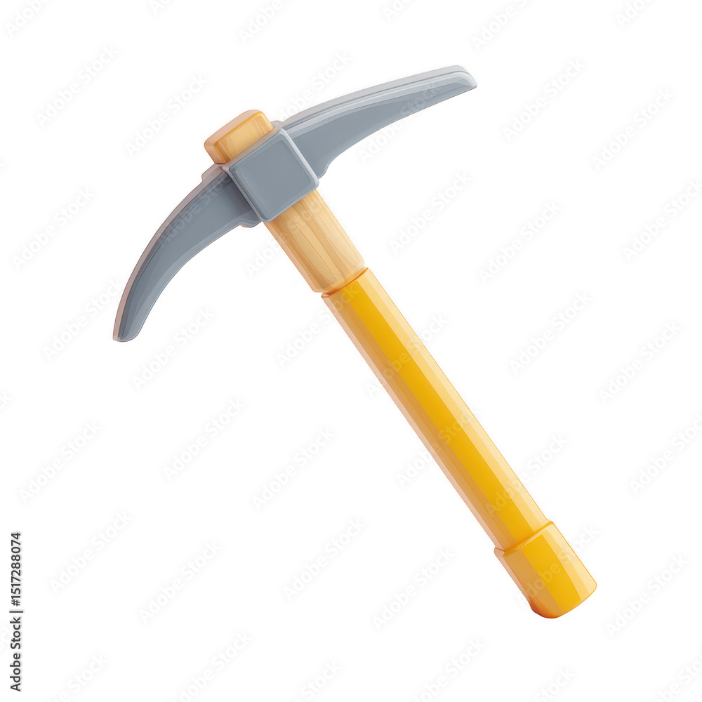 Poster 3d cartoon pickaxe mining tool isolated on transparent background