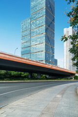 Obraz premium Empty urban road and buildings in the city