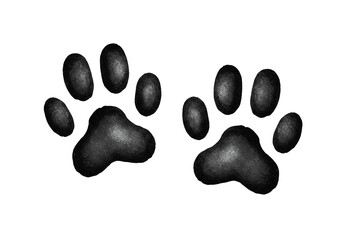 Two animal paw prints shown in a dark background.