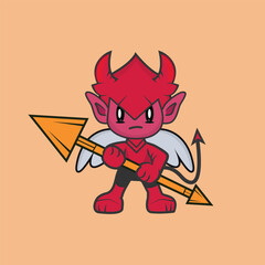 Red devil cartoon character in a fun Halloween style