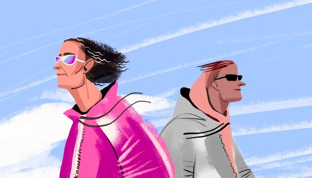 Men in sunglasses agains sky