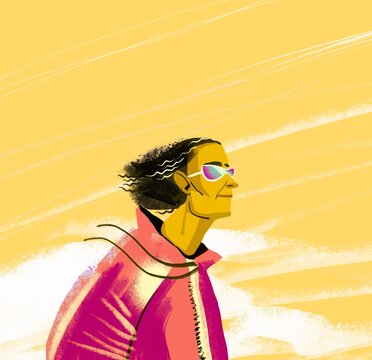 Man in sunglasses and casually clothes agains sky