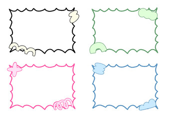 Cute line drawing illustration set