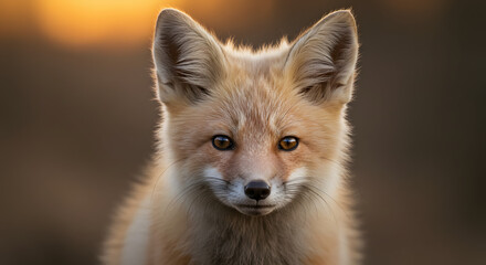 Fox Cub Close Up at Sunset