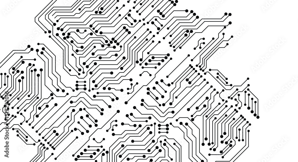 Poster digital technology seamless pattern. seamless electronic circuit. vector.