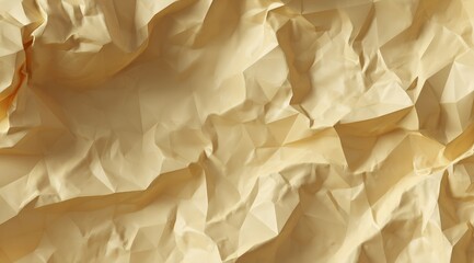 Obraz premium Close-up of a crumpled, pale yellow surface; texture is heavily creased and unevenly lit, showing deep folds and shadows