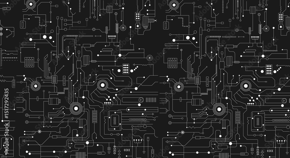 Poster circuit technology background with hi-tech digital data connection system and computer electronic de