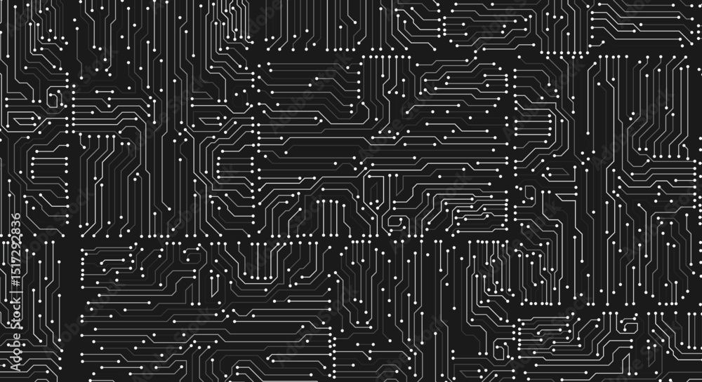 Poster microchip technology background. abstract circuit, digital electronics scheme texture. hardware moth