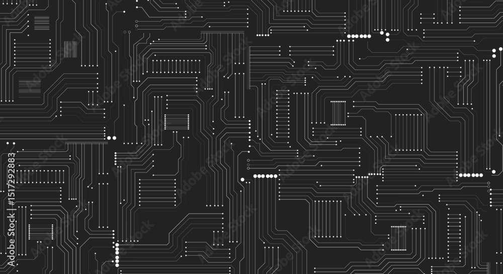 Poster microchip technology background. abstract circuit, digital electronics scheme texture. hardware moth