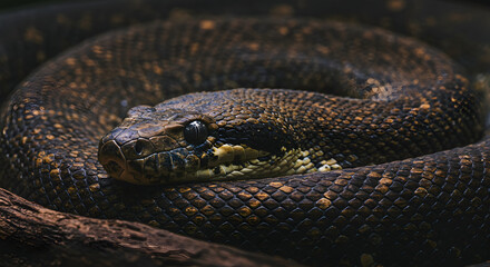 Python Snake Resting in Natural Habitat