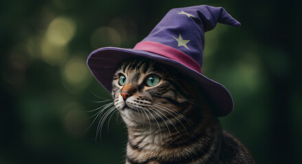 Cat Wearing Wizard Hat