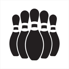 Bowling Pins Icon – Silhouette Vector of Classic Bowling Pin Set in Flat Design