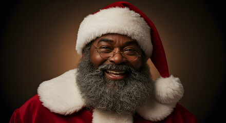 Santa Claus Man with Beard and Glasses