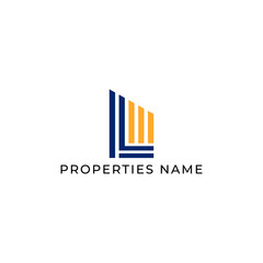 ILLUSTRATION BLUE ORANGE COLOR HOME. BUILDING ARCHITECTURE SIMPLE MINIMALIST LOGO ICON DESIGN VECTOR. GOOD FOR REAL ESTATE, PROPERTY INSDUSTRY