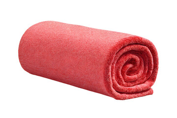 Cozy coral fleece blanket roll displayed against a dark background enhancing texture