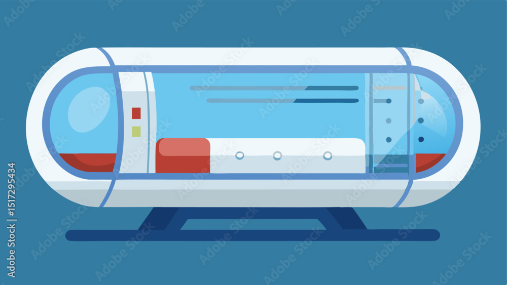 Poster hyperbaric chamber design a detailed side view of the hyperbaric chamber showcasing its transparent 