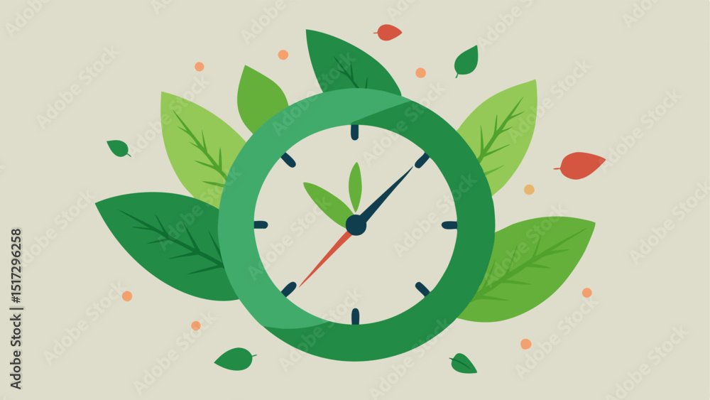 Poster clock with nature a clock face with natural elements like leaves and flowers instead of numbers sugg