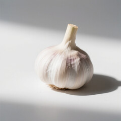 Single garlic bulb isolated on white background