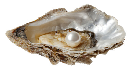 Naklejka premium a pearl inside of an oyster shell isolated, transparent background 