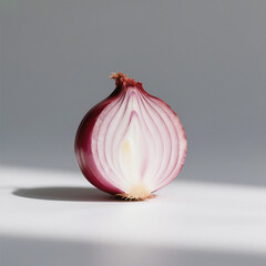 Half red onion isolated on white background