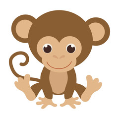 Cute little monkey vector cartoon illustration