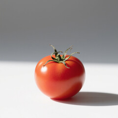 Single red tomato isolated on white background