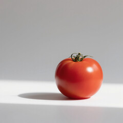 Single red tomato isolated on white background