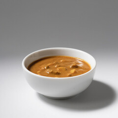 Delicious chicken tikka masala in bowl isolated on white background
