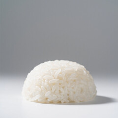 Cooked white rice portion isolated on white background