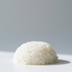 Cooked white rice portion isolated on white background
