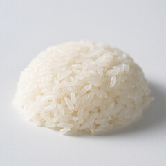 Pile of cooked white rice isolated on white background