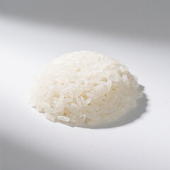 Pile of cooked white rice isolated on white background