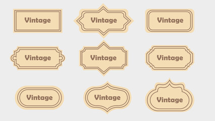 Vintage Label Collection in Retro Style on Light Background