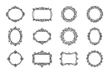Elegant Ornate Frames 12 Hand-Drawn Decorative Borders for Design Projects. Perfect for invitations, cards, and more!