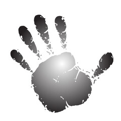 Black handprint on transparent paper. Black fingerprints. Isolated on white eps 10