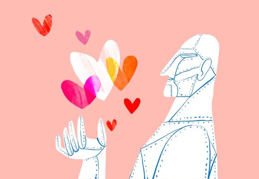 Robot with hearts