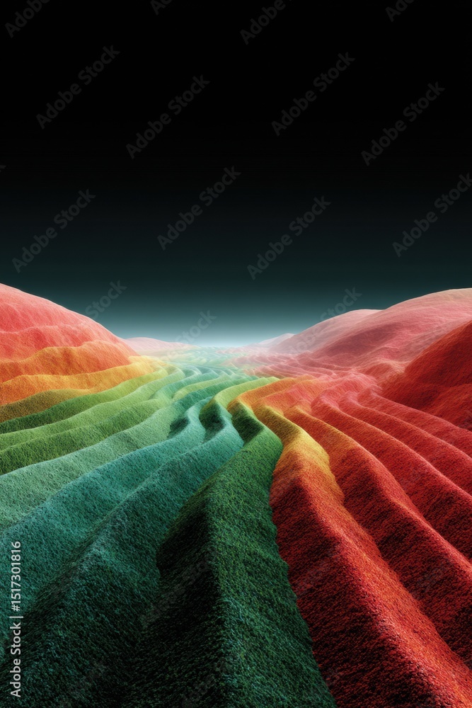 Poster Vibrant Terrain Visualization with Geospatial Data Overlay for Advanced Precision Mapping and Surveying in Modern Geographic Analysis and Digital Terrain Modeling