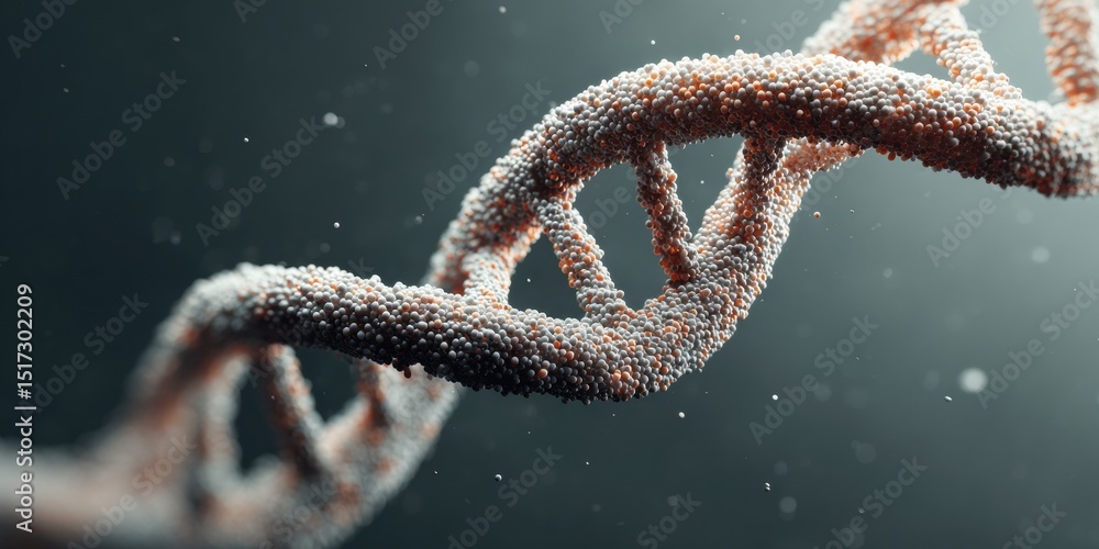 Poster Advanced DNA Helix Model Showing Genetic Sequencing and Biomarker Data for Personalized Medicine and Genomic Research Innovation in Healthcare