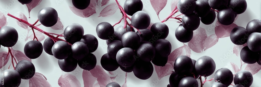 Aufkleber modern botanical abundance with dark forest berries in watercolor pattern, organic texture design fo
