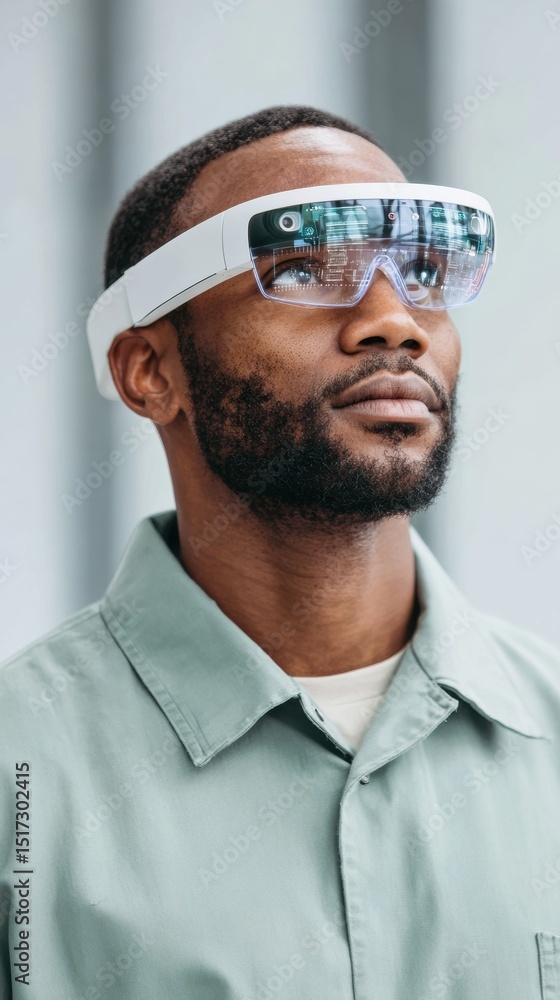 Poster Innovative AR Training with Smart Augmented Reality Glasses on Engineer in Industrial Workspace - Advanced Tech for Enhanced Productivity and Digital Integration