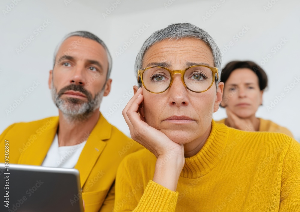 Aufkleber navigating financial uncertainty minimalist workplace emotion capture - mid-life professional stress