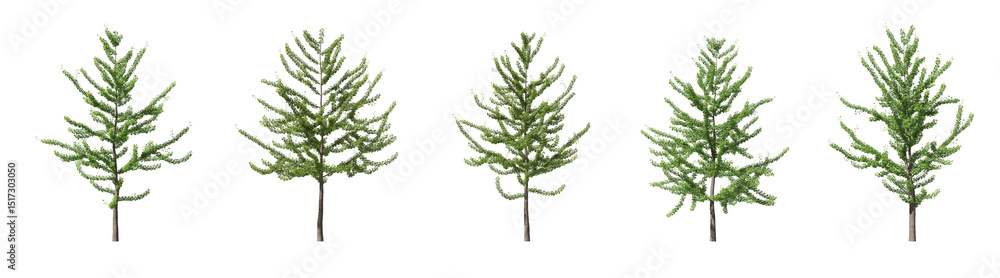 Aufkleber cut out greenery trees collection on transparent backgrounds. high quality 3d rendering. png format