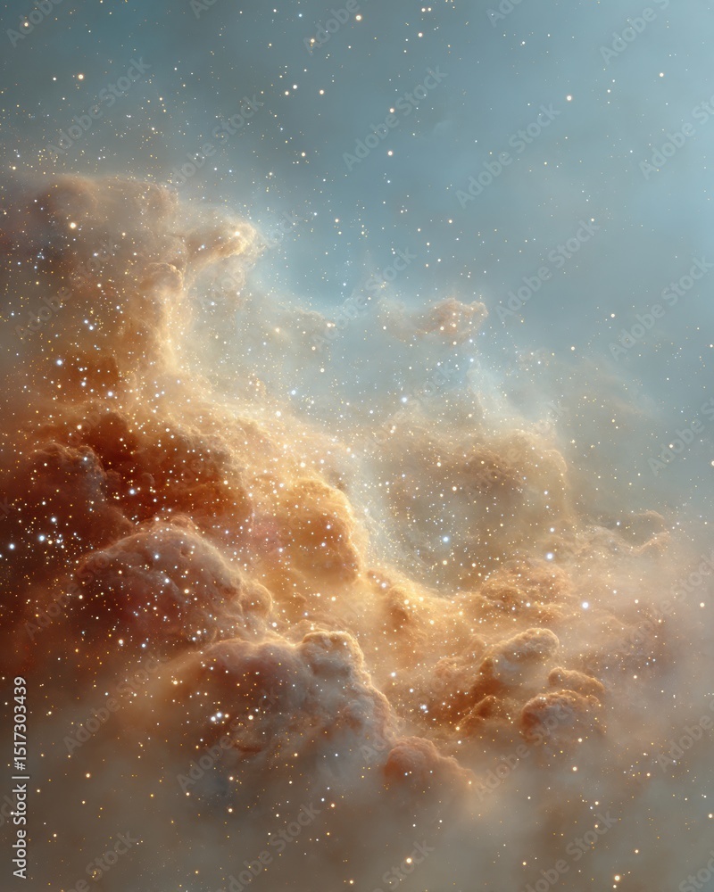 Poster ethereal cosmic exploration ai-enhanced celestial nebula visualization revealing infinite universe m