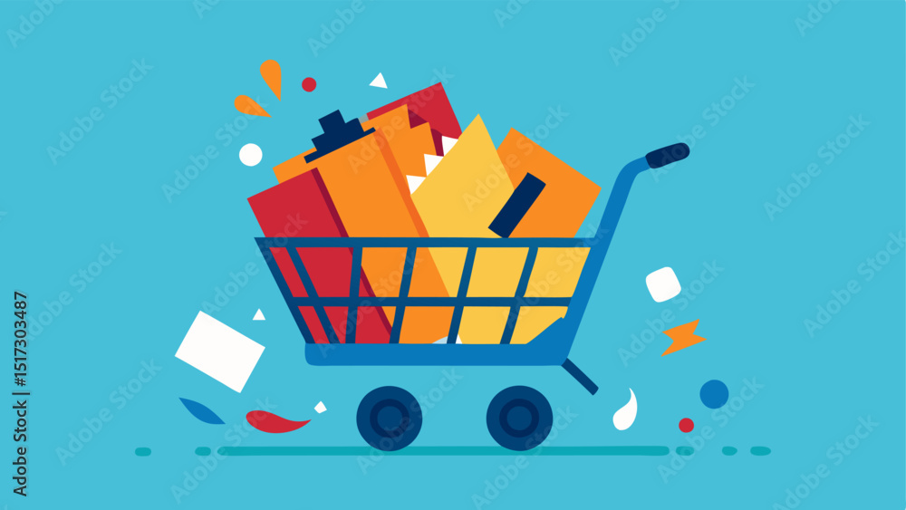 Poster cart overflow an overflowing shopping cart left outside with items spilling on the ground embodying 