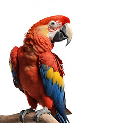 Fototapeta premium close up scarlet macaw bird profile isolated on transparent background